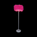 Burgundy/Purple/Pink Drum Floor Lamp - Minimalistic Feather Standing Light For Living Room Rose Red