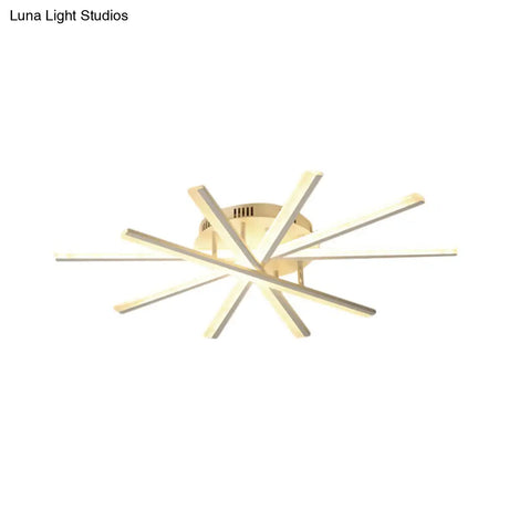 Burst Design Acrylic Ceiling Light - Modernist White Led Semi Flush Mount Lighting In Warm/White
