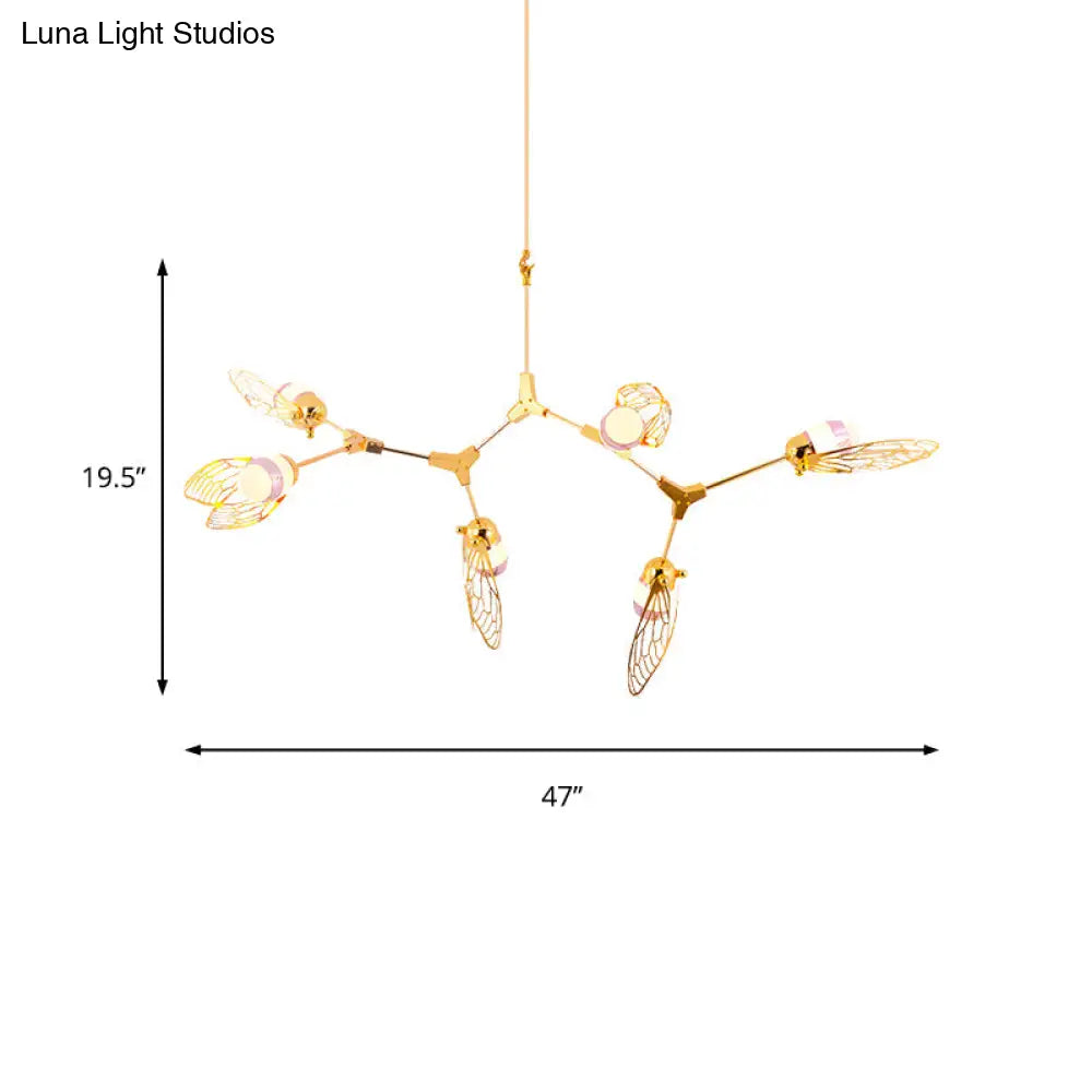 Butterfly Chandelier Pendant Light - Romantic Metallic Gold Finish For Dining Table