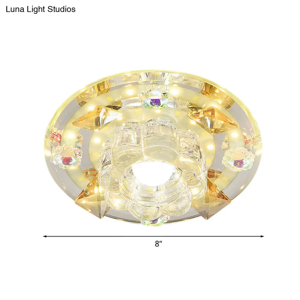 Butterfly Led Flush Mount Lamp - Blue/Amber Crystal Ceiling Light