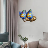 Butterfly Sconce Stained Glass Rustic Vanity Lighting With 2 Lights In Brass For Lodge Décor Blue