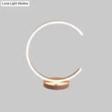 C-Shape Metal Led Desk Lamp For Nightstand Lighting In Coffee Warm/White Light
