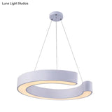 C Shaped Acrylic Led Pendant: Minimalist Black/White Hanging Lamp In Warm/White Light 21.5/31.5 Wide