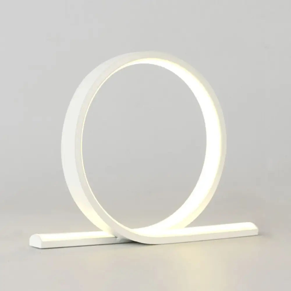 C-Shaped Aluminum Led Table Lamp With Dimmer Switch - Minimalist Style Night Light White