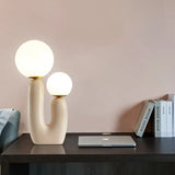 Cactus Bedside Table Light - Nordic Style Night Lamp With Cream Glass Shade Beige