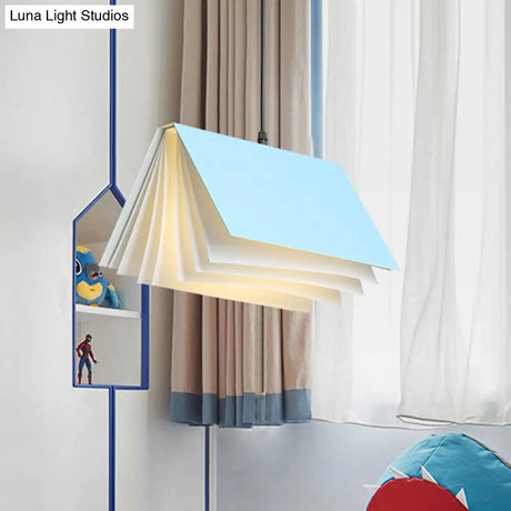 Cafe Pendant Lamp - Book Design Metal Construction Single-Bulb Macaron Ceiling Hang Light In