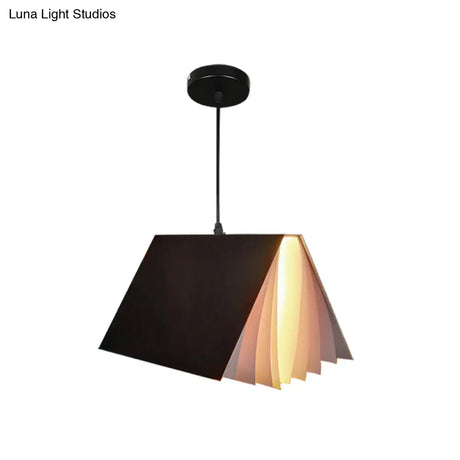 Cafe Pendant Lamp - Book Design Metal Construction Single-Bulb Macaron Ceiling Hang Light In