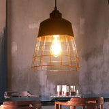 Cage Restaurant Ceiling Light - Warehouse-Style Black Iron Suspension Lighting / Badminton