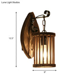 Cage Sconce Industrial 1 Light Wood Lodge Wall For Coffee Shop