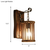 Cage Sconce Industrial 1 Light Wood Lodge Wall For Coffee Shop