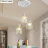 Cage Shade Pendant Light Fixture - Wine Glass & Metal Industrial Ceiling For Dining Room