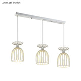 Cage Shade Pendant Light Fixture - Wine Glass & Metal Industrial Ceiling For Dining Room