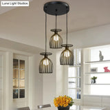Cage Shade Pendant Light Fixture - Wine Glass & Metal Industrial Ceiling For Dining Room