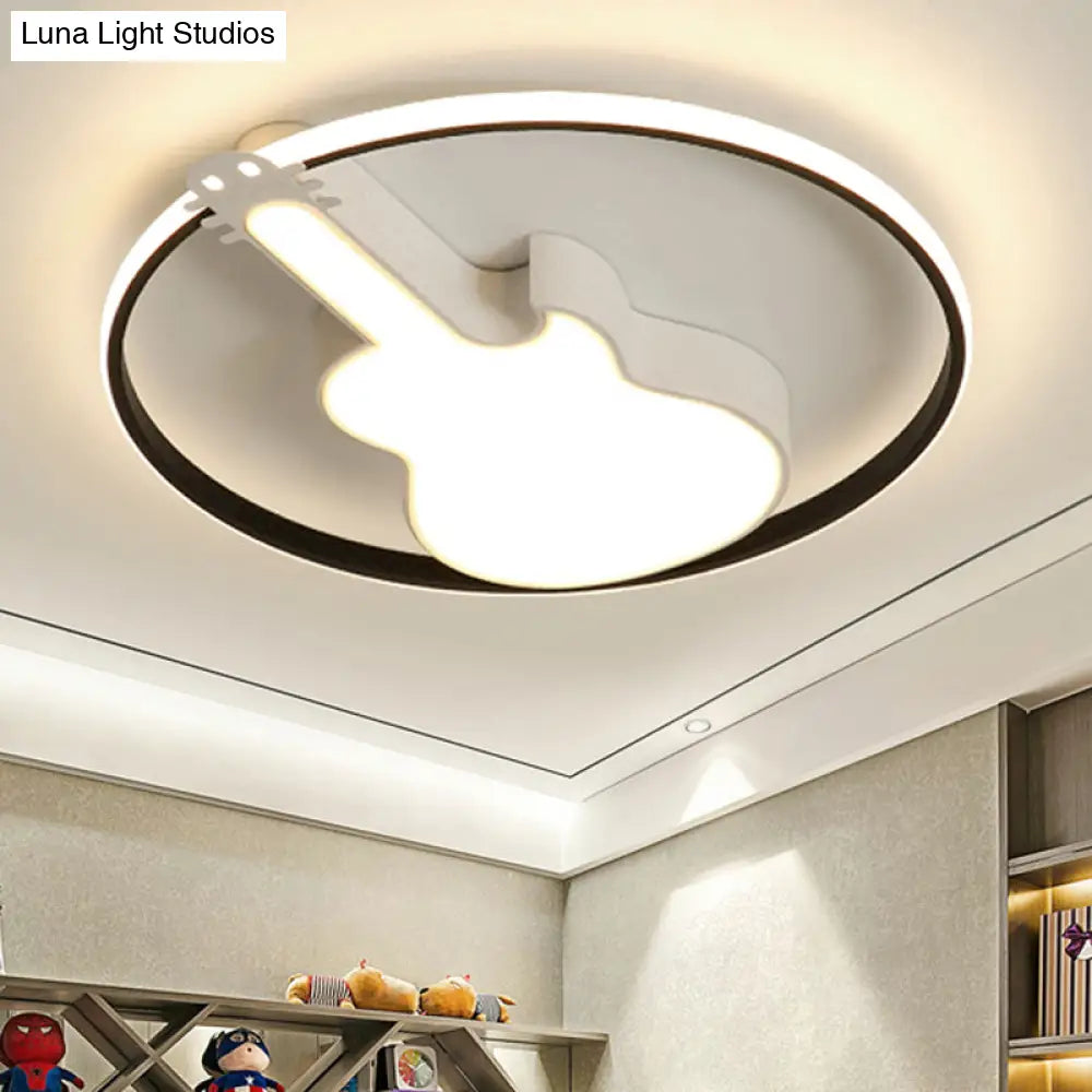 Candy-Colored Guitar Acrylic Flush Mount Led Ceiling Light For Game Rooms White / 18