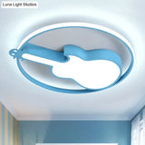 Candy-Colored Guitar Acrylic Flush Mount Led Ceiling Light For Game Rooms Blue / 18 Warm