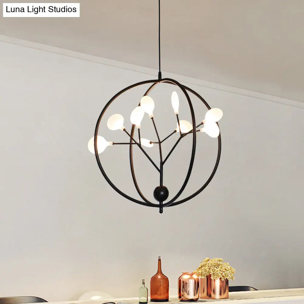 Caph - Slim Thin Swig Hallway Boutique Chandelier Metal 9 Lights Creative G9 Pendant Lighting Black