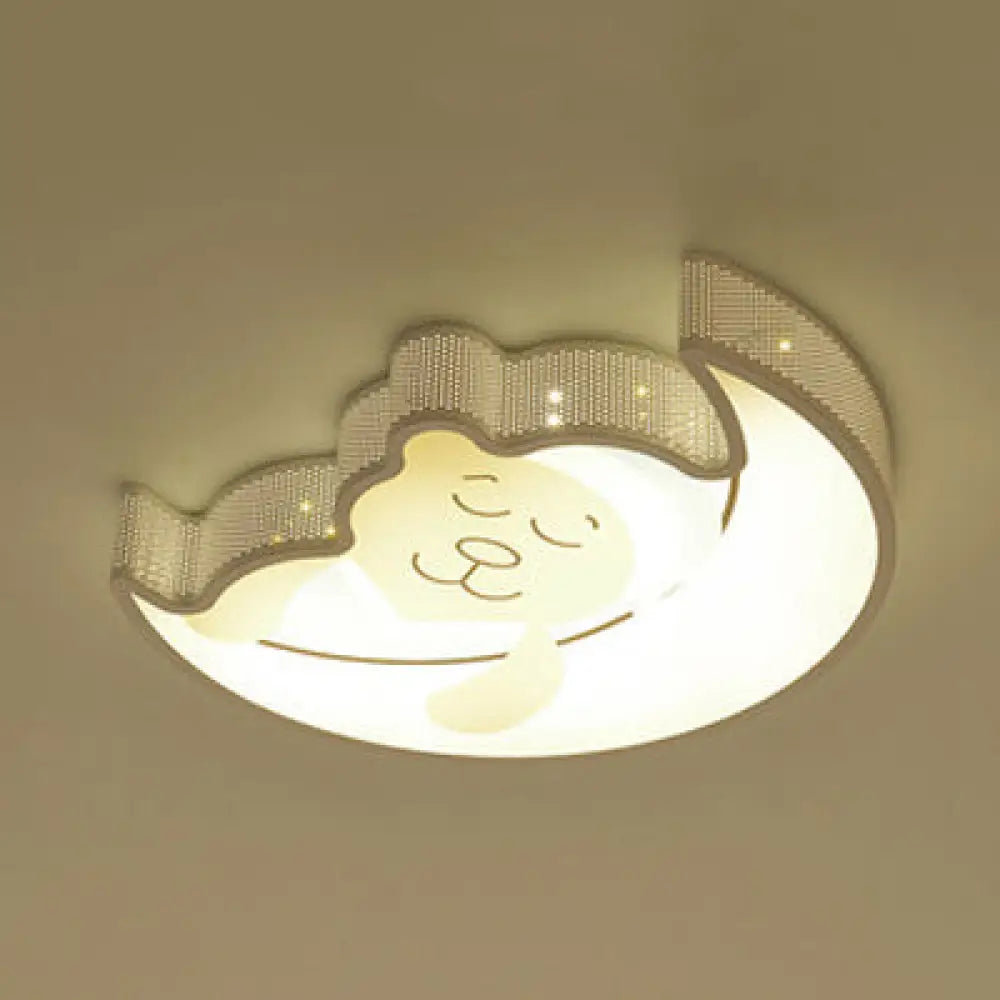 Cartoon Acrylic Ceiling Light For Kindergarten With White Flush Mount Fixture / A