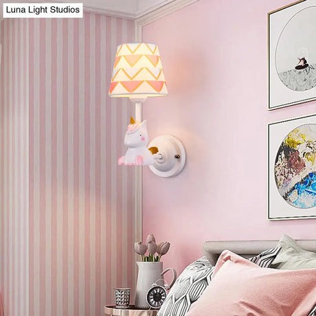 Cartoon Animal Kids Bedside Wall Mount Light In Pink