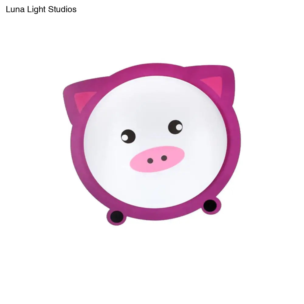 Cartoon Animal Shaped Ceiling Mount Light - Metal Flush For Nurseries And Corridors