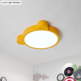 Cartoon Bear Led Flushmount Ceiling Light For Kids Bedroom In Black/White/Pink