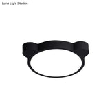 Cartoon Bear Led Flushmount Ceiling Light For Kids Bedroom In Black/White/Pink