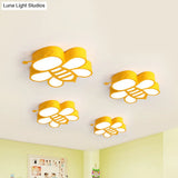 Cartoon Bee Led Ceiling Lamp For Kids’ Room In Yellow With Warm/White Light