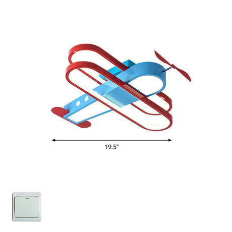 Cartoon Biplane Led Ceiling Flush Light For Boys Room - Acrylic Flush - Mount Fixture Blue /