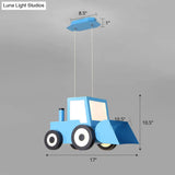 Cartoon Bulldozer Led Chandelier: Metal Lighting Fixture For Boys Bedroom