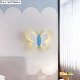 Cartoon Butterfly Led Sconce Lamp: Fun Acrylic Wall Lighting Fixture In Multiple Colors And Light