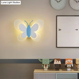 Cartoon Butterfly Led Sconce Lamp: Fun Acrylic Wall Lighting Fixture In Multiple Colors And Light