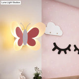 Cartoon Butterfly Led Sconce Lamp: Fun Acrylic Wall Lighting Fixture In Multiple Colors And Light