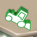 Cartoon Car Ceiling Light - Acrylic Flush Mount For Bedroom Green / Warm