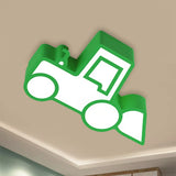 Cartoon Car Ceiling Light - Acrylic Flush Mount For Bedroom Green / Warm