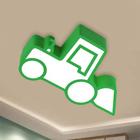 Cartoon Car Ceiling Light - Acrylic Flush Mount For Bedroom Green / Warm
