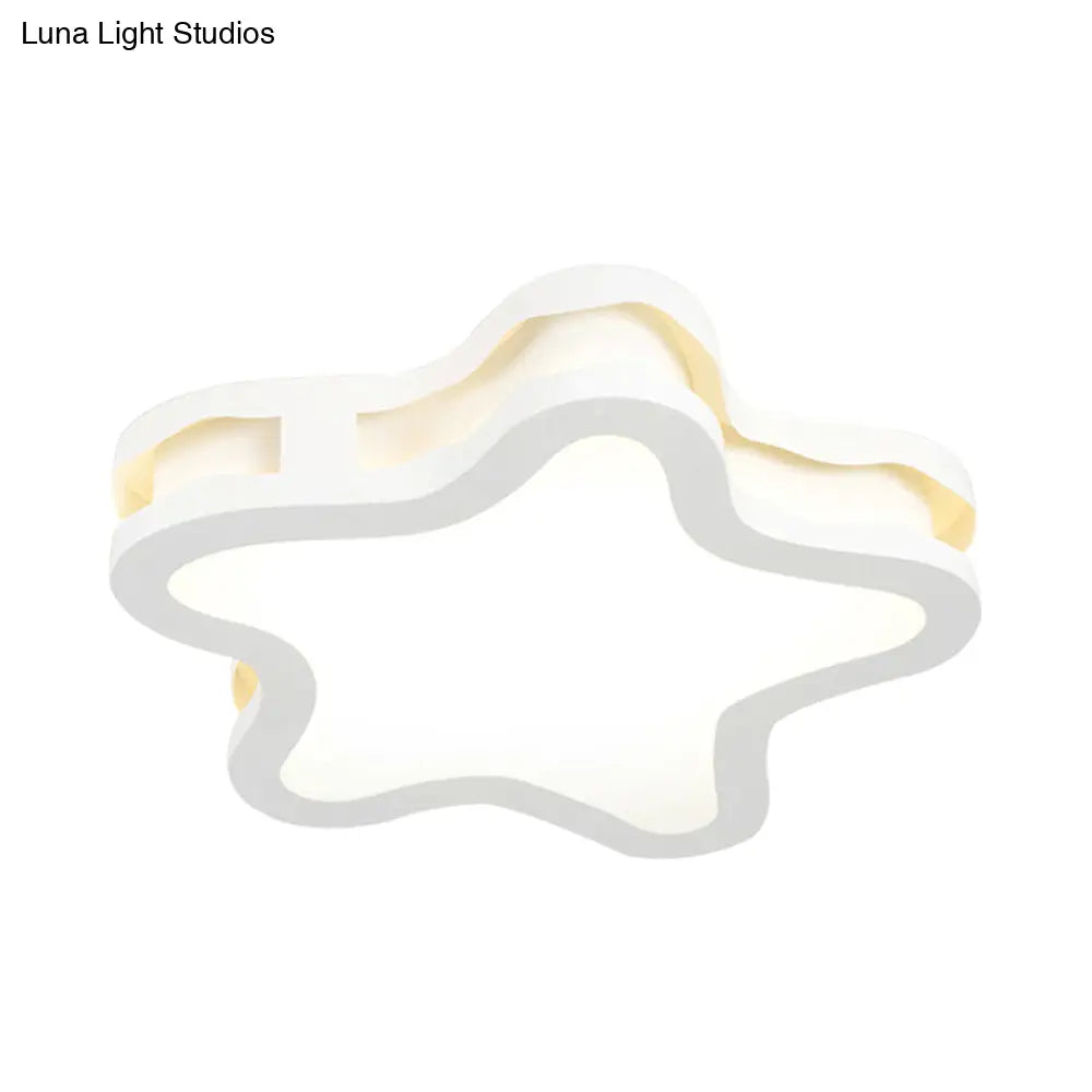 Cartoon Classroom Ceiling Light In White - Acrylic Flush Mount Fixture