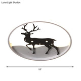 Cartoon Deer Led Ceiling Light Fixture Black Acrylic Flush Mount Lighting – Warm/White