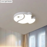 Cartoon Fish Ceiling Light For Kids’ Bedrooms – White/Blue Led Acrylic Flushmount Fixture