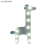Cartoon Giraffe Led Nightlight For Bedside - Plastic Wall-Mounted Nightstand Lamp