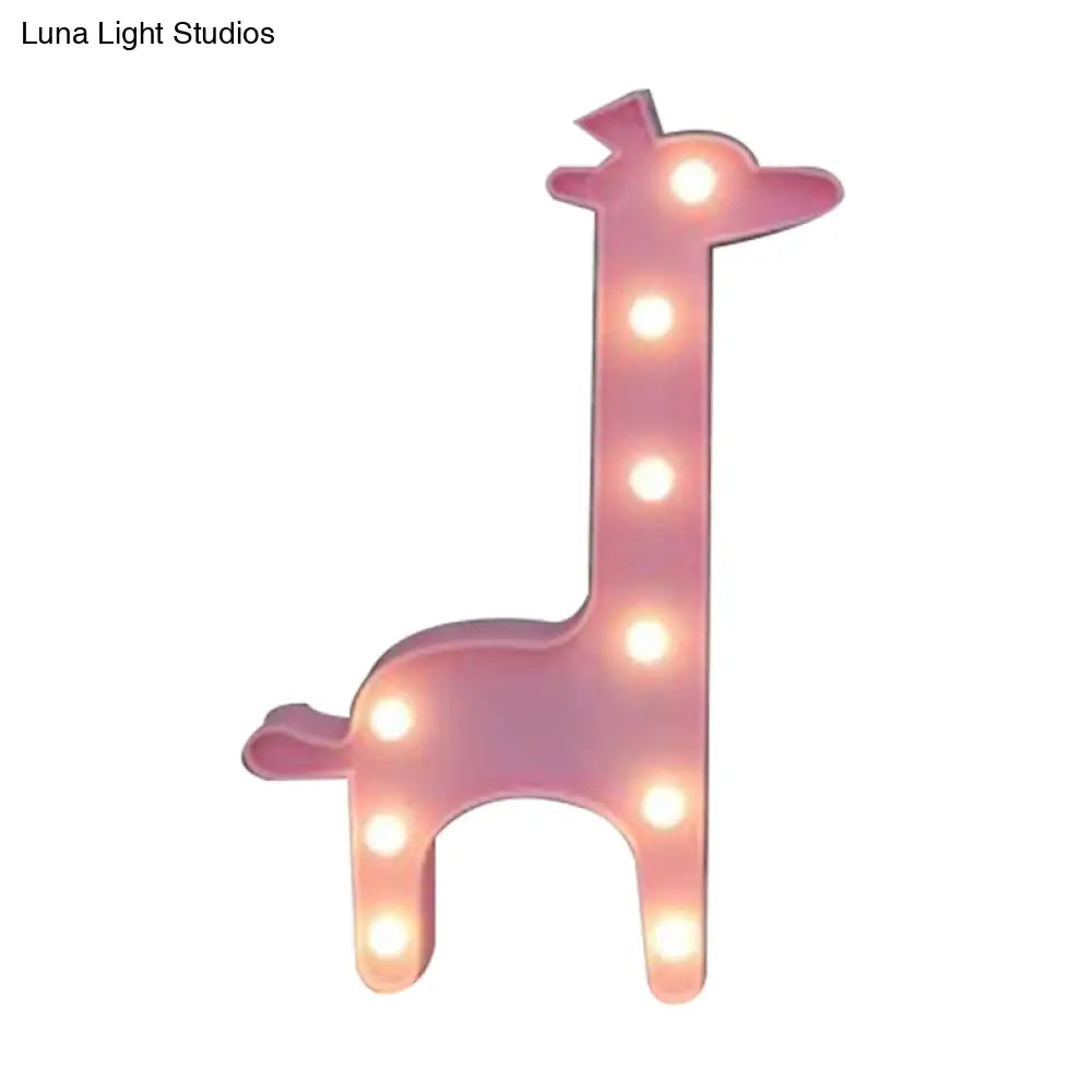 Cartoon Giraffe Led Nightlight For Bedside - Plastic Wall-Mounted Nightstand Lamp