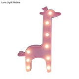 Cartoon Giraffe Led Nightlight For Bedside - Plastic Wall-Mounted Nightstand Lamp