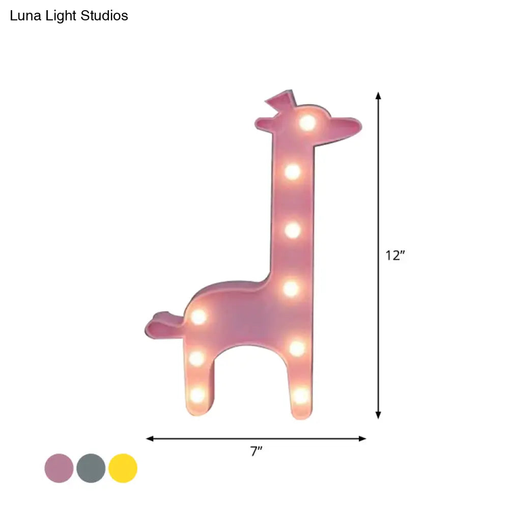Cartoon Giraffe Led Nightlight For Bedside - Plastic Wall-Mounted Nightstand Lamp