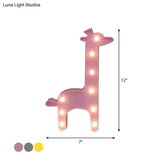 Cartoon Giraffe Led Nightlight For Bedside - Plastic Wall-Mounted Nightstand Lamp