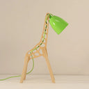 Cartoon Giraffe Night Light Table Lamp - Metal 1-Light With Wood Base In Blue/Red/Green Green