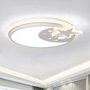 Cartoon Led Acrylic Flush Mount Light With Star Decor In White/Pink/Blue White