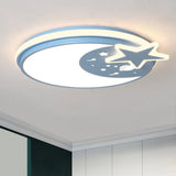 Cartoon Led Acrylic Flush Mount Light With Star Decor In White/Pink/Blue Blue