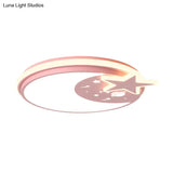 Cartoon Led Acrylic Flush Mount Light With Star Decor In White/Pink/Blue
