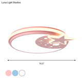 Cartoon Led Acrylic Flush Mount Light With Star Decor In White/Pink/Blue