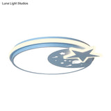 Cartoon Led Acrylic Flush Mount Light With Star Decor In White/Pink/Blue