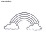 Cartoon Led Bedroom Nightstand Lamp With Rainbow Shade - White Night Lighting