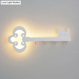 Cartoon Led Bedroom Wall Sconce Lamp With Metal Hook - Black/White/Pink